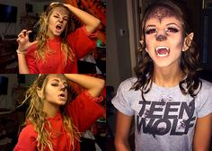 Wolf Makeup Women, Wolf Costume Makeup, Teen Wolf Costume, Mad Hatter Makeup, Werewolf Makeup, Wolf Halloween Costume, Wolf Makeup, Teen Wolf Werewolf, Halloween Werewolf