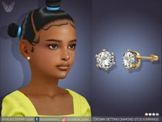 The Sims Resource - Crown Setting Diamond Stud Earrings For Kids Sims Jewelry, Sims 4 Cc Jewelry, Sims 4 Folder, Sims 4 Jobs, Sims 4 Urban Cc, Cc Jewelry, Sims 4 Urban, Sims 4 Kids Cc