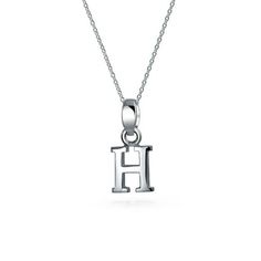 Our block letter initial pendants are a cute addition to any jewelry box. Personalize your look with a silver initials necklace and celebrate your individuality. Buy your first and last initial or mix and match a modern jewelry necklace with other alphabet initials jewelry. The ABCs of .925 Sterling Silver jewelry for women have never been so chic. Size: One Size.  Gender: female.  Age Group: adult. Initials Jewelry, Initials Necklace, Antique Silver Jewelry, Silver Bling, Letter H, Initial Pendant Necklace, Charm Pendant Necklace, Initial Jewelry, Initial Pendant