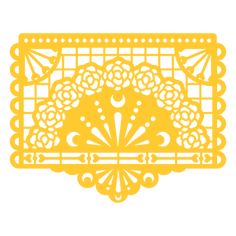 a yellow paper cutout with an intricate design