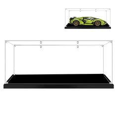 a car is in a display case on a white background