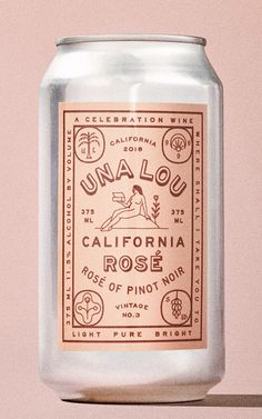 a can of california rose wine on a pink background