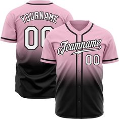 a pink and black baseball jersey with the number 00 on it, that reads your name