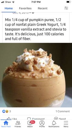 a dessert in a glass with whipped cream and toppings on top is featured for the first time