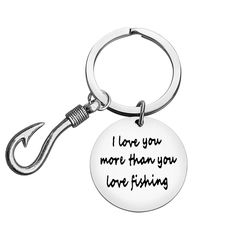 PRICES MAY VARY. Fishing Keychain: Engraved with "I love you more than you love fishing". A great gift for anyone who loves to fish! It is best gifts to your groom, groomsmen, husband, fiance, boyfriend, father, dad, grandpa, grandfather, daddy. Boyfriend Husband Gifts: A simple and great gift. To tell a loved we often forget to say, this keychain lets you give a loved a message that they can carry around with them. Anniversary Gifts for Him: What a fun gift to give to the avid fisherman in your Husband Valentines Day Gifts, Fishing Keychain, Gifts For Him Anniversary, Husband Valentines Day, Keychain Gifts, Husband Gifts, Husband Valentine, Fishing Birthday, Fisherman Gifts