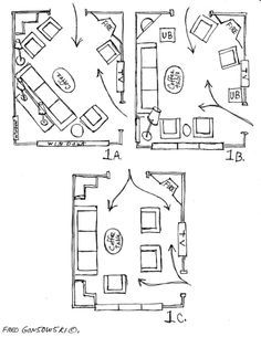 the floor plan for an apartment with two beds and one living room on each side