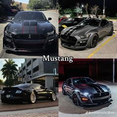 three different cars are shown in this collage