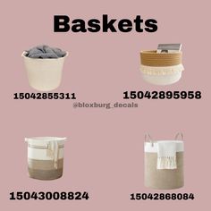 four baskets are shown with the names and numbers on them, including one for each basket