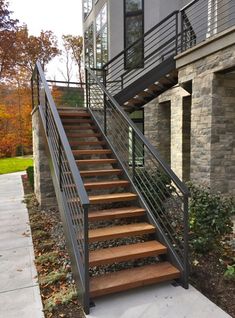 a set of stairs leading up to a house