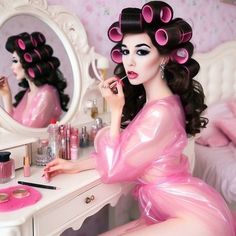 Long Pink Acrylic Nails, Girls Attire, Pin Up Girl Vintage, Barbie Makeup