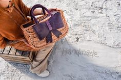 👉Unique Large wicker & leather Basket Bag 👉close by leather flap with magnets 👉hand stitched handles 👉very original and trendy on this picture we use leather in plum color ♥️ This cute leather and wicker basket bag is a perfect and unique accessory, great for shopping, great for every day , can be also  a perfect addition to your styling. Wicker basket  bag hand made with natural wicker and natural leather with handmade leather bow I offer personalization-do you need a basket in a different Eco-friendly Basket-shape Bucket Bag With Leather Handles, Basket-shaped Bucket Bag In Woven Leather And Jute, Birkin Basket, Elegant Basket-shaped Straw Bag With Leather Handles, Natural Basket-shaped Bucket Bag With Detachable Handle, Basket-shaped Woven Leather Bucket Bag For Shopping, Leather Basket, Willow Basket, Wicker Bags