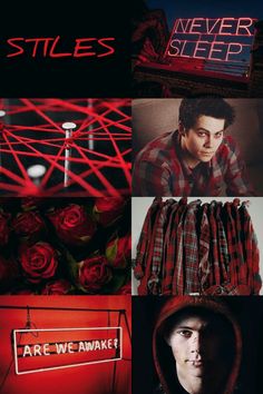 the collage has many different images including roses, a man in plaid shirt and a red