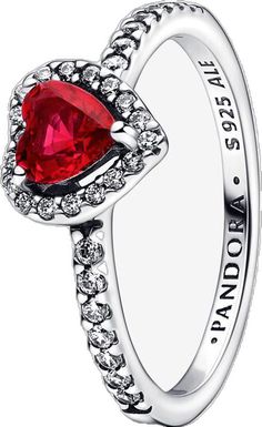 Red Heart Ring, Pandora Rings Heart, Pandora Heart, Bracelet Pandora, Princess Ring, Pandora Hearts, Pandora Rings, Jewellery Uk, Red Crystals