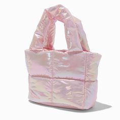 Claire's Metallic Pink Puffy Tote Bag Piercing Kit, Beach Towel Bag, Fashionable Jewelry, Pretty Bags, Metallic Pink, Jewelry And Accessories, Jewelry Cleaner, Wallet Bag, Metal Design