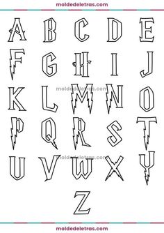 the alphabet with lightning bolt symbols