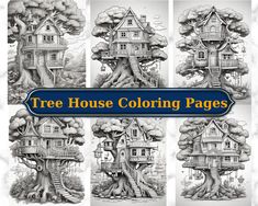 the tree house coloring pages are available for adults and children to print on their own walls