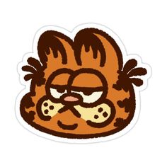 a sticker with an angry cat face on it