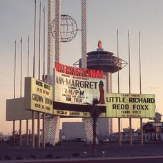 a large sign for the international annmargret and little richard red fox theater