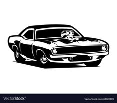 an old muscle car with skulls on the hood