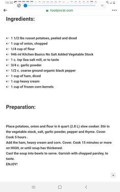 an iphone screen showing the instructions for cooking