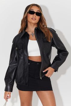 Elevate your streetwear game with the Faux Leather Bomber Jacket by Unique21. This jacket combines the timeless appeal of a bomber jacket with the sleekness of faux leather. It's a versatile piece that can be dressed up or down, making it a wardrobe staple. The ribbed cuffs and collar add a sporty touch, while the faux leather material exudes a sense of cool confidence. Whether you're heading to a casual outing or a night on the town, this jacket has you covered in style.