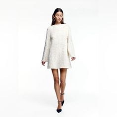 Questions? Leave A Comment Below! White A-line Winter Dress, Chic White Mini Dress For Evening, White A-line Mini Dress For Winter, Chic White A-line Mini Dress, White A-line Dress For Fall, Chic Fitted Winter White Dresses, Chic Winter White Spring Dress, Chic Off White Mini Dress For Fall, Chic Off-white Mini Dress For Fall