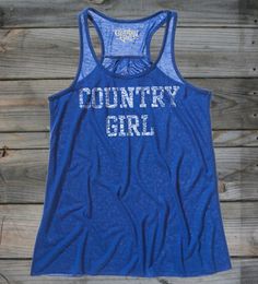 True Royal - Juniors Country Girls™ Distress Flowy Racerback Tank  #CountryGirl #Tees #Tanks #WomensFashion #Caps