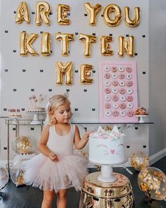 Kitten First Birthday Party, 3rd Birthday Cat Theme, Cat Themed First Birthday Party, Are You Kitten Me Birthday Party, Cat First Birthday Party, Girls Cat Birthday Party, Kitten Birthday Party Ideas, Kitten Party Decorations