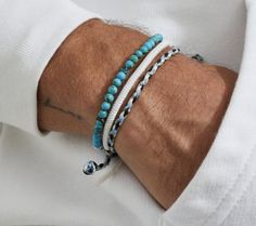 Handmade Bracelets For Men, Selling Bracelets, Stretch Beaded Bracelets Diy, Large Cuff Bracelet, Surfer Boy, Coastal Breeze, Gold And Silver Bracelets, Boys Jewelry, Alpine White