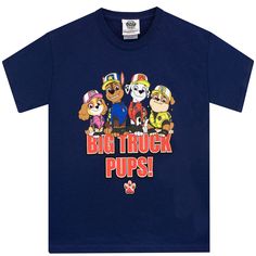 Big truck pups are on a roll! Get your heroic pup ready to hit the road for a big truck mission with this paw-some Paw Patrol t-shirt! This short sleeve navy top showcases Skye, Chase, Marshall and Rubble sitting on a bold red slogan that reads 'Big Truck Pups!' along with a little red paw print. In this epic tee, your little patroller will be ready to save the day with all their Paw Patrol friends! Paw Patrol T Shirt, Red Paw Print, Kids Pajamas Boys, Boys Pajamas, Kids Coats, Mens Pajamas, Girls Pajamas, Kids Pajamas, Big Trucks