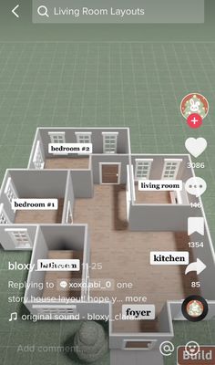 the floor plan for a house with two rooms and one living room on each side