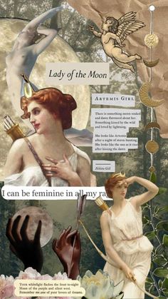 a collage of images with the caption lady of the moon and an angel