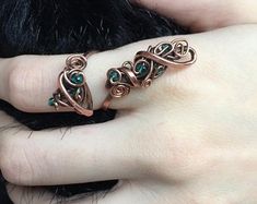 Wire Wrapped Jasper Ring Size 6 1/2 Wire wrap ring Cocktail | Etsy Unique Copper Wire Ring, Handmade Elegant Copper Rings, Copper Wire Wrapped Rings As Gift, Green Copper Rings As Gifts, Wire Wrap Ring, 7th Wedding Anniversary, March Birthstone Ring, 7th Anniversary Gifts, Ring Wire