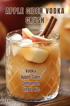 Drink Recipes With Caramel Vodka, Simple Apple Cider Cocktail, Apple Cider Crush, Vodka Apple Cider Cocktail, Apple Cider Vodka Crush, Cocktail With Apple Cider, Apple Cider Vodka Cocktail, Fall Drinks With Vodka, Apple Cider Vodka Drink