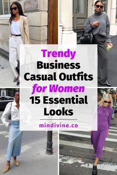 Explore 15 must-have business casual outfits for women. Each ensemble combines style and professional elegance, perfect for the modern working woman. Stay trendy and work professional with these fashion-forward ideas. Business Casual Inspiration, Trendy Professional Outfits For Women, Trendy Business Casual Outfits For Women, Dress With Loafers, Trendy Business Casual Outfits, Business Casual Interview, Outfits For Short Women, Formal Business Attire, Casual Outfits For Women