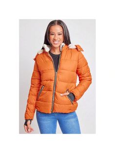 Keep it cozy this winter in our Puffer Jacket With Detachable Sherpa Fur Hoodie. Featuring a top faux fur liner inside and a Sherpa lined collar for extra softness and warmth. Designed with a water-resistant fabric to keep the rain and snow out. Also featuring zippered hand pockets and a detachable hood for convenience and ease. This jacket won't just keep you warm and cozy, you'll look stylish and cute too! Pair this with a long sleeve or turtle neck, some of our skinny jeans, and booties! 

Pr Denim On Denim Looks, Winter Puffer Jackets, Winter Puffer, Fur Hoodie, Sherpa Hoodie, Puffer Jacket Women, Denim Branding, Water Resistant Fabric, Look Stylish