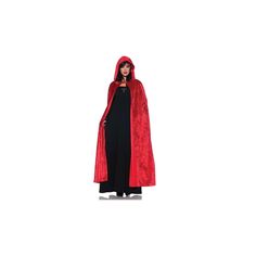 Halloween Underwraps 55" Hooded Red Velvet Vampire Cloak Adult Costume Accessory, Adult Unisex Vampire Cape For Winter Costume Party, Vampire Cape For Costume Party In Winter, Vampire Cape For Halloween Cosplay, Vampire Style Cape For Costume Party And Winter, Vampire Style Cape For Costume Party In Winter, Vampire Cape For Halloween Costume, Vampire Style Cape For Halloween Costume, Vampire Style Cape For Halloween, Gothic Red Outerwear For Halloween