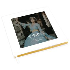 a photo book with the title sophiians on it and an image of a woman in a blue dress