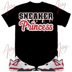 Custom Designed Sneaker T Shirt T-Shirt Features - Comfortable and light, premium short sleeve tee. 🔹 Premium fit 🔹100% Soft cotton 🔹Light fabric (4.3 oz/yd² (146 g/m 🔹Tear away label Shoes Not Included Custom Made - Not Adidas, Nike, or Jordan Brand Sneaker Tee, Sneaker T-Shirt The sneakers/shoes are not being sold in this product. You are only purchasing the tshirt/hoodie/socks/sweatshirt/tank top/hat/shorts. Shoes are NOT included. The shoes displayed are sold separately elsewhere and are Hip Hop Short Sleeve Shirt With Sublimation Print, Hip Hop Short Sleeve Shirt With Letter Print, Red Short Sleeve Hip Hop Top, Red Logo Print T-shirt For Streetwear, Red Hip Hop T-shirt With Short Sleeves, Short Sleeve Shirt With Logo Print For Streetwear, Red Hip Hop Cotton Tops, Red Cotton Hip Hop Tops, Red Hip Hop T-shirt With Screen Print