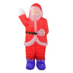 an inflatable santa clause standing with his hand up