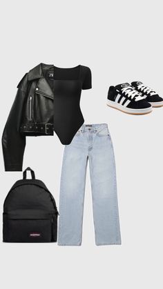 Outfit Campus, First Day Outfit, Capsule Outfits, Quick Outfits, Adidas Outfit, Casual Chic Outfit, Simple Trendy Outfits, Basic Outfits