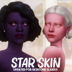 two female avatars with the words star skin updated for skintonee sliders