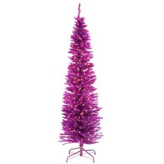 a purple christmas tree with lights on it