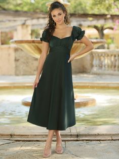 Maldives Midi Dress - Hunter Green Tea Dresses, Cocktail Party Wedding, Bachelorette Party Dress, Midi Party Dress, Tea Length Wedding, Rehearsal Dinner Dresses, Rehearsal Dress, The Maldives, Ruched Top