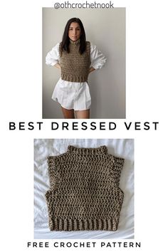 two pictures with the words best dressed vest and free crochet pattern on them