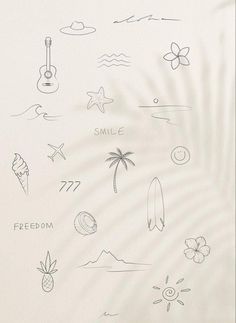 a white wall with drawings on it and the words smile written in front of it