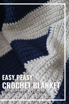 an easy crochet blanket with text overlay