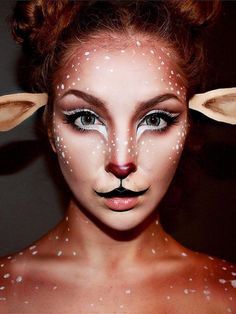 Reindeer Makeup, Fantasy Make-up, Deer Makeup, Halloweenský Makeup, Animal Makeup, Face Painting Halloween, Special Effects Makeup, Halloween Costumes Makeup, Stage Makeup