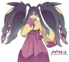 an anime character with long hair and purple dress