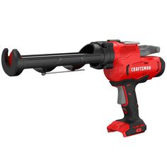 a red and black cordless driller on a white background